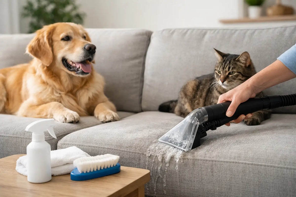 Comment nettoyer un canapé en tissu avec chien ou chat ?