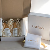 Packagings des désodorisants LAUNNY Sérénité et Évasion